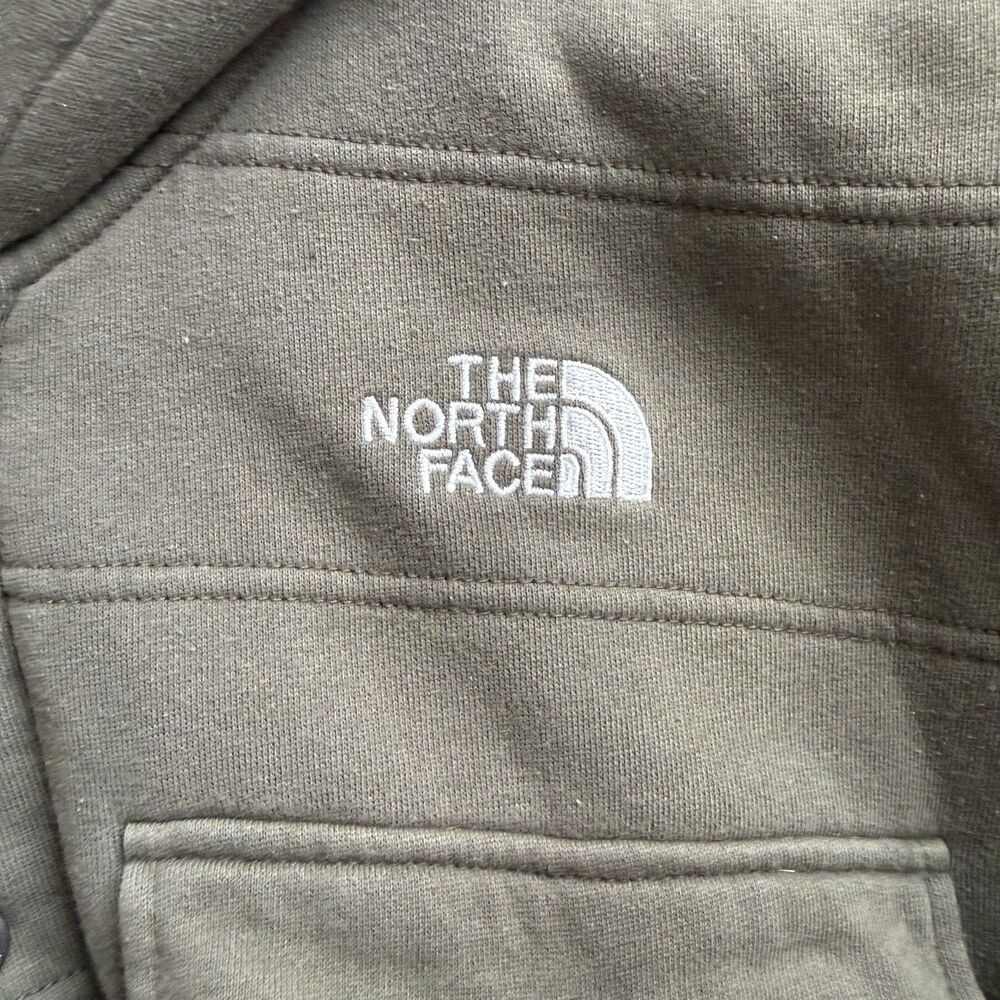 The North Face Mens Sherpa Lined Hoodie Jacket Olive Green Zip Snap Size XL - Picture 3 of 9